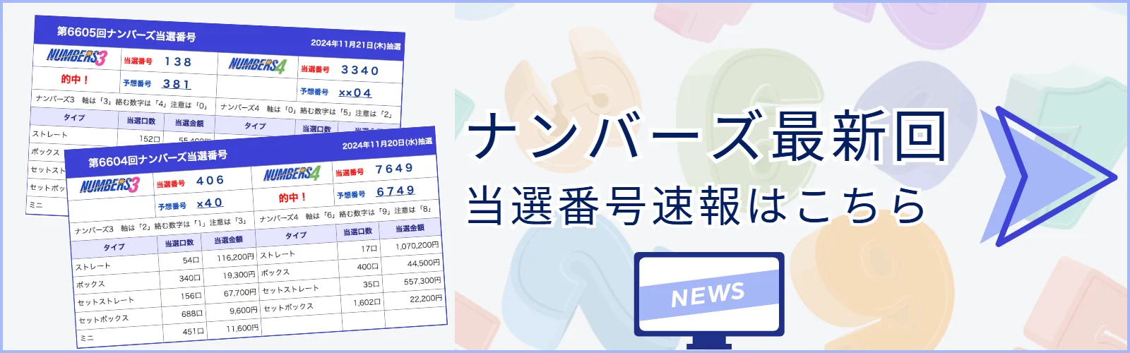 ナンバーズ最新回 当選番号速報はこちら