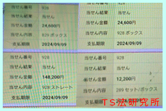ナンバーズ3 2023年9月09日・ナンバーズ3・獲得高額当選金>20万9600円